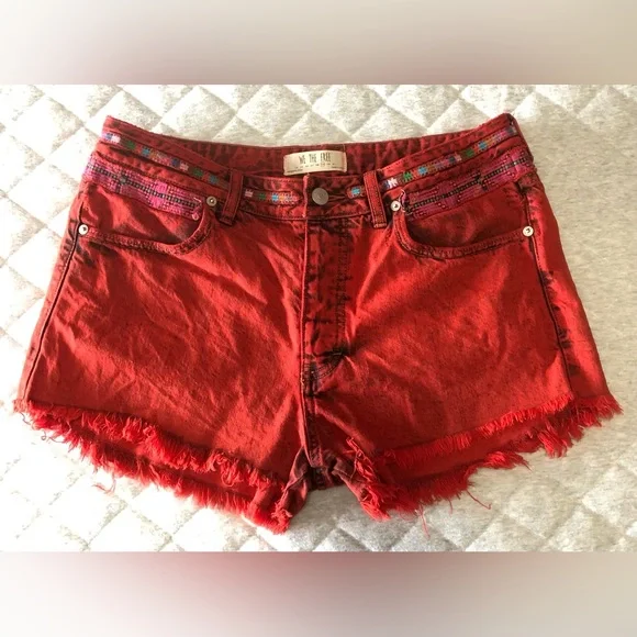 We the free gypsy red cutoff shorts - Picture 2 of 10